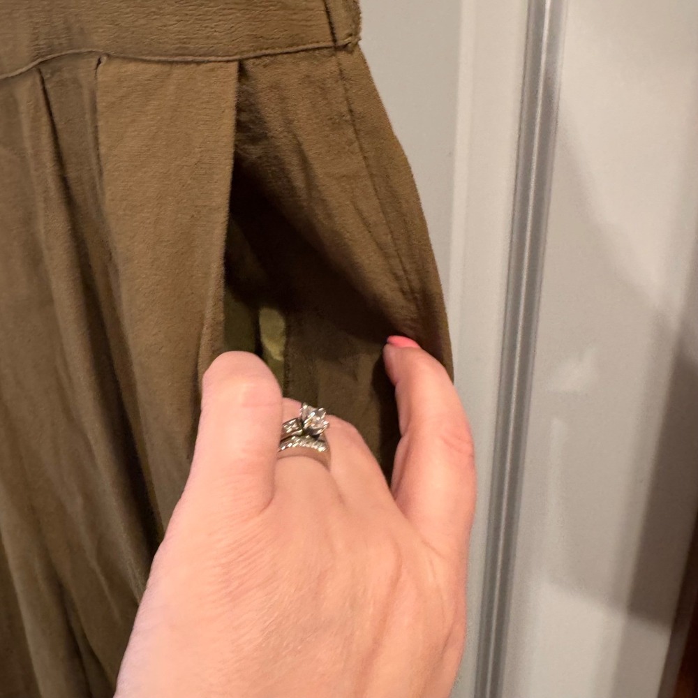 Anthropologie Leifsdottir Whimsigoth Olive Green Black Jumpsuit Lace Belt Sz 10 - Picture 6 of 16